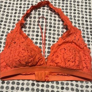 Lace Halter Bralette - Orange